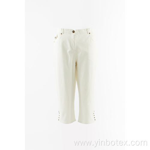 Cotton woven cropped trousers